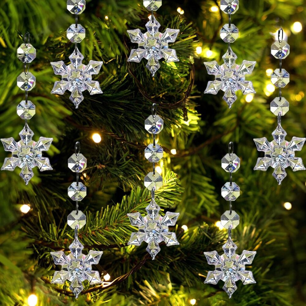 30pk Snowflake Christmas Tree Decorations Ornaments Hanging Acrylic Crystal